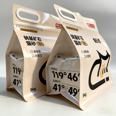 Beg Sampah Kucing Tertutup Lapan Beg dengan Pemegang Zip